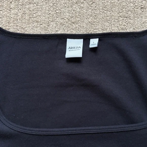 Aritzia HomeStretch Rib SquareNeck Longsleeve, Black, size L - Picture 3 of 4